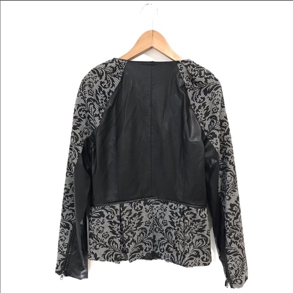 W118 By Walter Baker Leather And Houndstooth Coat - Picture 2 of 4